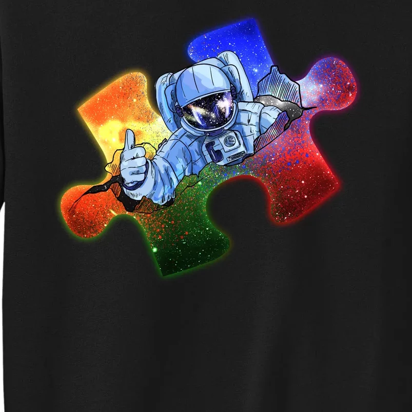 Cool Funny Autism Awareness Galaxy Puzzle Piece Astronaut Tall Sweatshirt