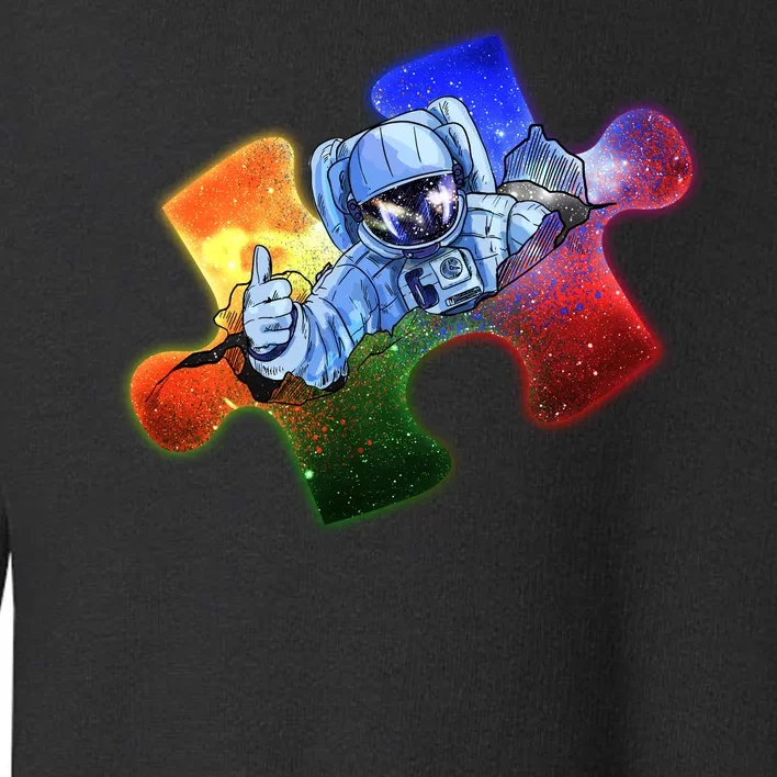 Cool Funny Autism Awareness Galaxy Puzzle Piece Astronaut Toddler Sweatshirt