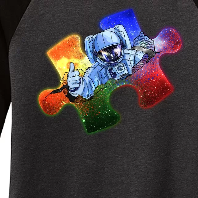 Cool Funny Autism Awareness Galaxy Puzzle Piece Astronaut Women's Tri-Blend 3/4-Sleeve Raglan Shirt