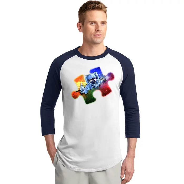 Cool Funny Autism Awareness Galaxy Puzzle Piece Astronaut Baseball Sleeve Shirt