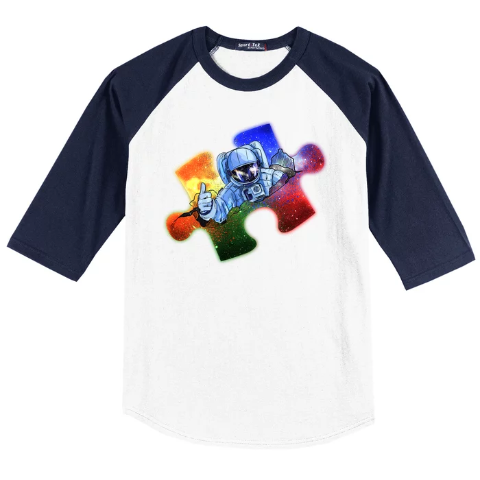 Cool Funny Autism Awareness Galaxy Puzzle Piece Astronaut Baseball Sleeve Shirt