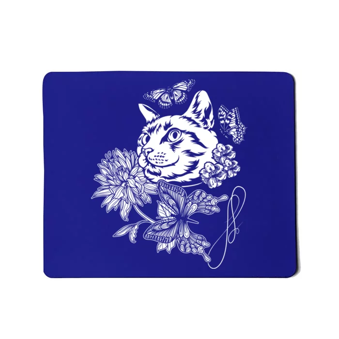 Cat Flowers And Butterflies Cat Floral Cool Gift Mousepad