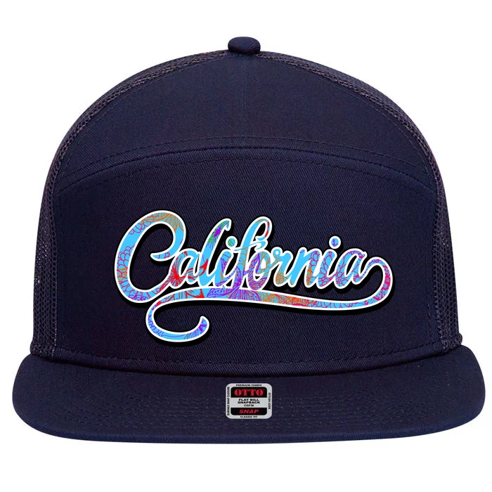 California Flower And Palm 7 Panel Mesh Trucker Snapback Hat