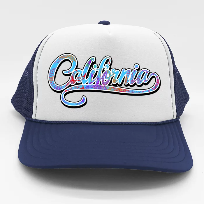 California Flower And Palm Trucker Hat