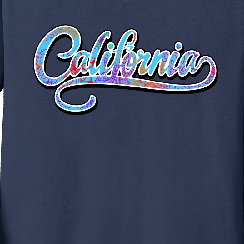 California Flower And Palm Kids Long Sleeve Shirt