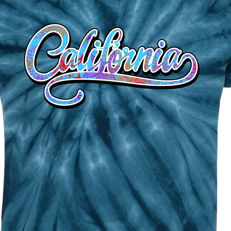 California Flower And Palm Kids Tie-Dye T-Shirt