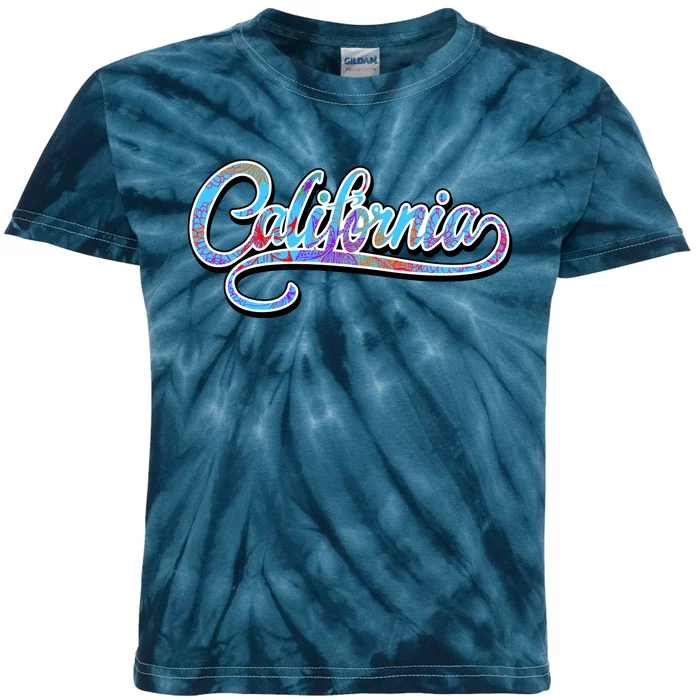 California Flower And Palm Kids Tie-Dye T-Shirt