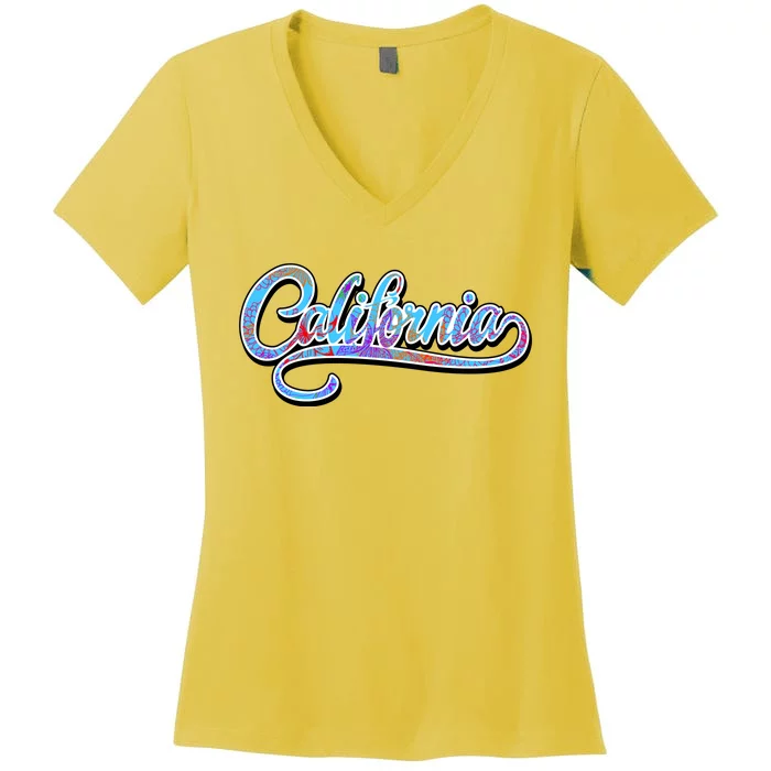 California Flower And Palm Women's V-Neck T-Shirt