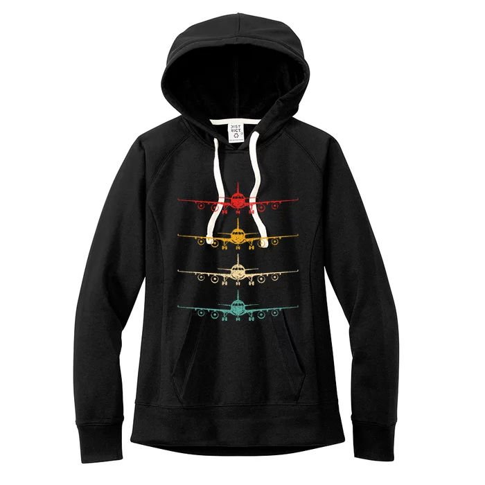 Colorful Flying Airplanes Airline Pilot Airplane Aircraft Women's Fleece Hoodie