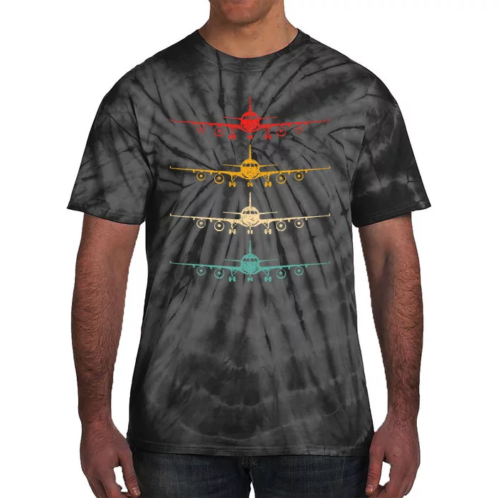 Colorful Flying Airplanes Airline Pilot Airplane Aircraft Tie-Dye T-Shirt