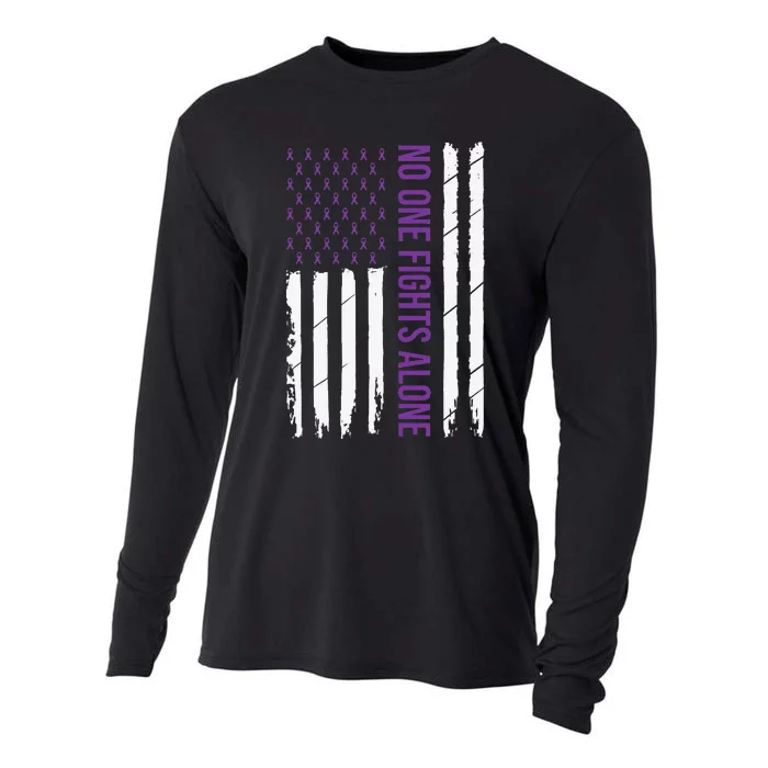 Cystic Fibrosis Awareness Purple Ribbon Cooling Performance Long Sleeve Crew