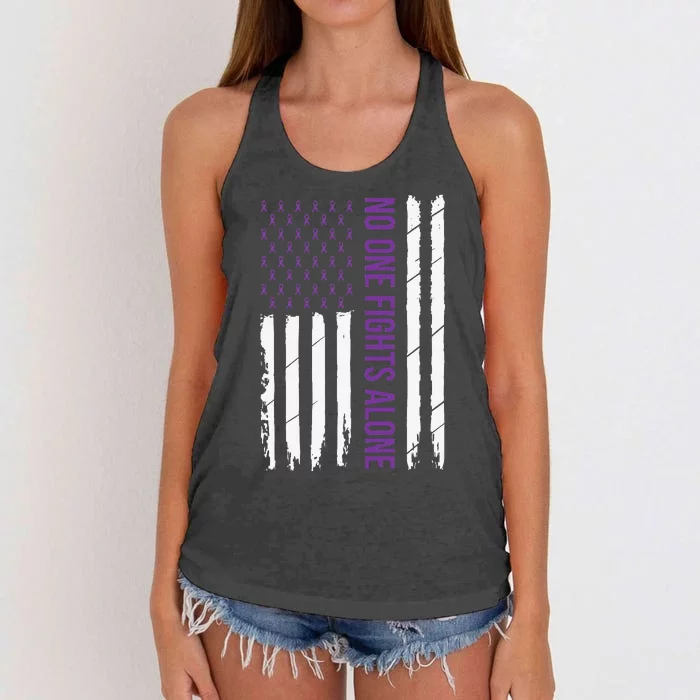 Cystic Fibrosis Awareness Purple Ribbon Women's Knotted Racerback Tank