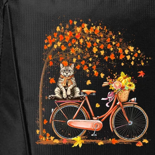 Cats Fall Autumn Leaf Ree And Bicycle Cat Lovers Gifts City Backpack