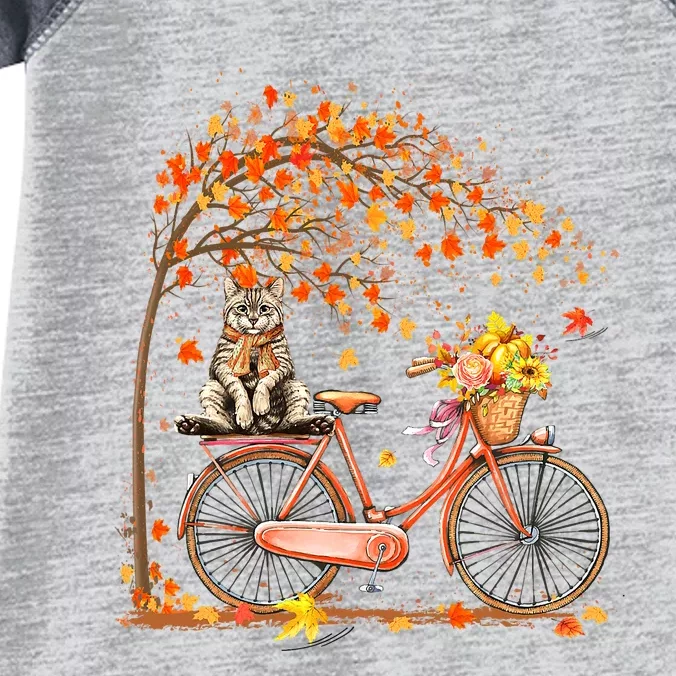 Cats Fall Autumn Leaf Ree And Bicycle Cat Lovers Gifts Infant Baby Jersey Bodysuit