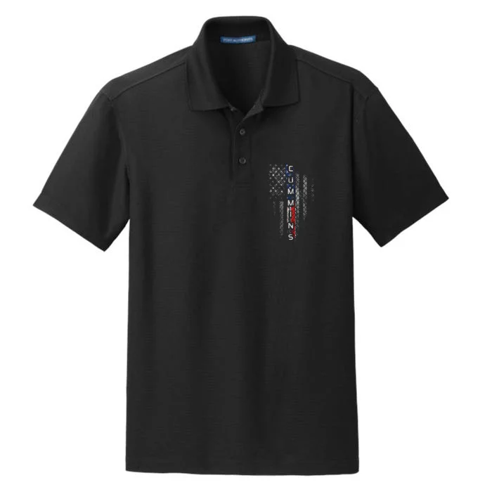 Cummins Family American Flag Dry Zone Grid Performance Polo