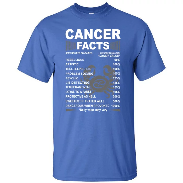 Cancer Facts Awesome Zodiac Sign Birthday Horoscope Gift Tall T-Shirt