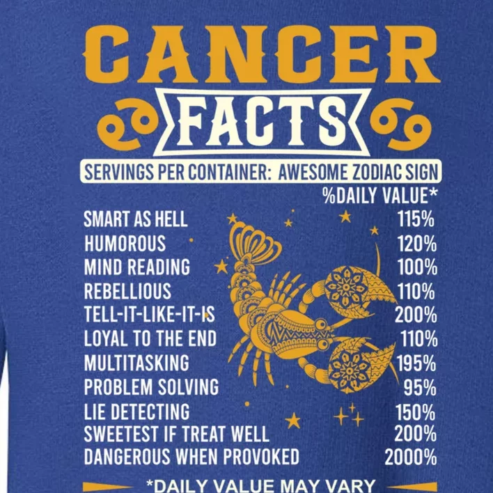 Cancer Facts Awesome Zodiac Sign Funny Birthday Gift Toddler Sweatshirt