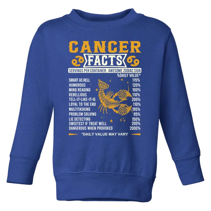 Cancer Facts Awesome Zodiac Sign Funny Birthday Gift Toddler Sweatshirt