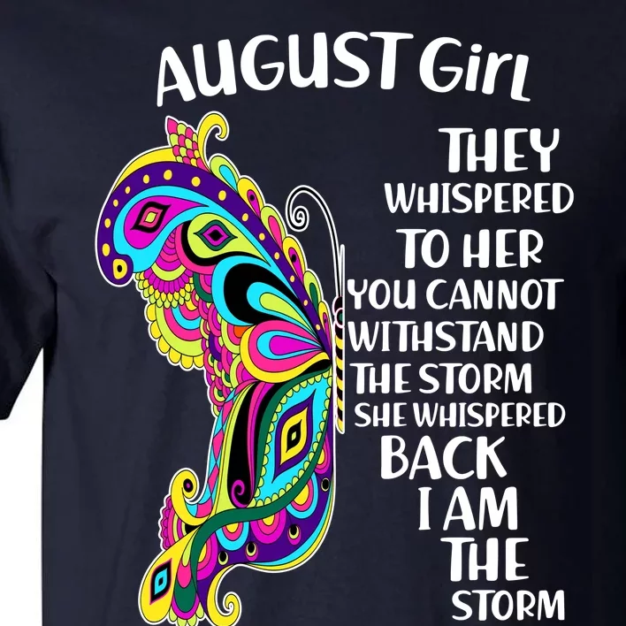 Cute Funny August Girl Paisley Butterfly Tall T-Shirt