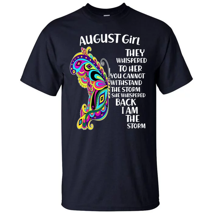 Cute Funny August Girl Paisley Butterfly Tall T-Shirt