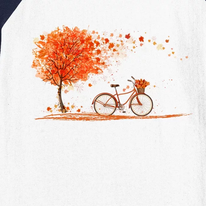 Classic Fall Autumn Season Bicycle Baseball Sleeve Shirt