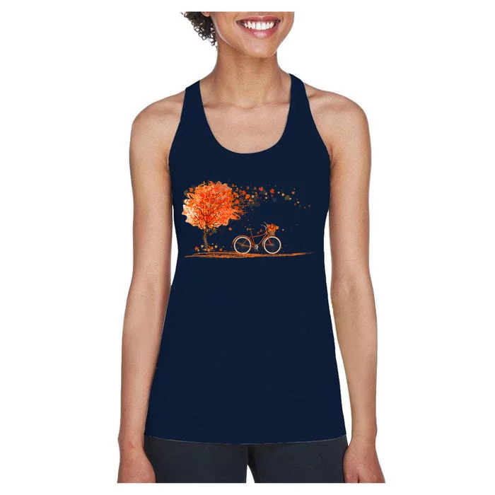 Classic Fall Autumn Season Bicycle Women's Racerback Tank