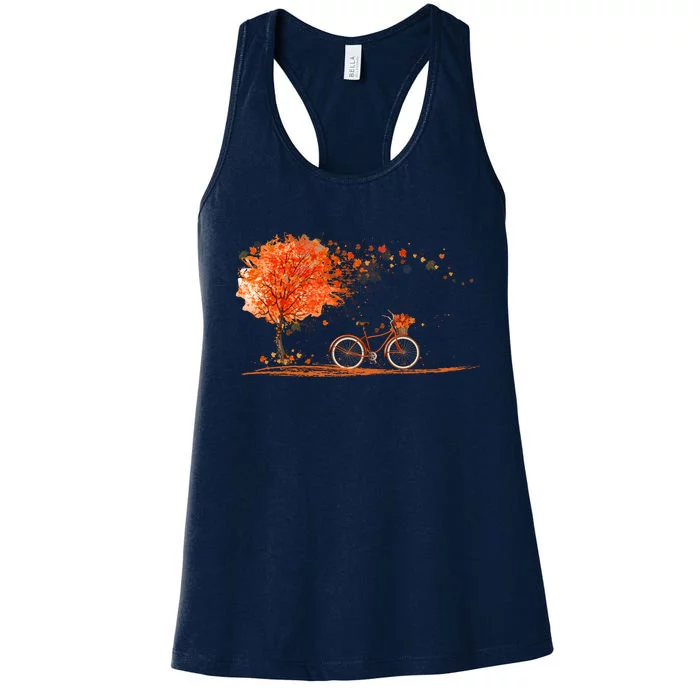 Classic Fall Autumn Season Bicycle Women's Racerback Tank