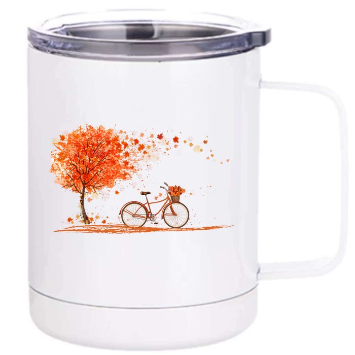 Classic Fall Autumn Season Bicycle Front & Back 12oz Stainless Steel Tumbler Cup