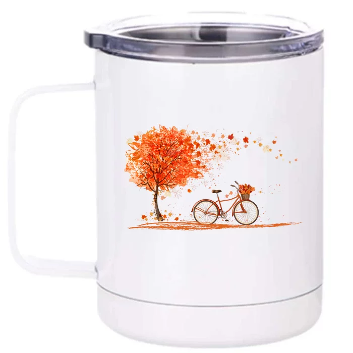 Classic Fall Autumn Season Bicycle Front & Back 12oz Stainless Steel Tumbler Cup