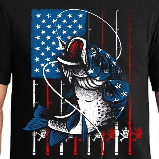 Cool Fishing American Flag Usa Fish Lover Pajama Set