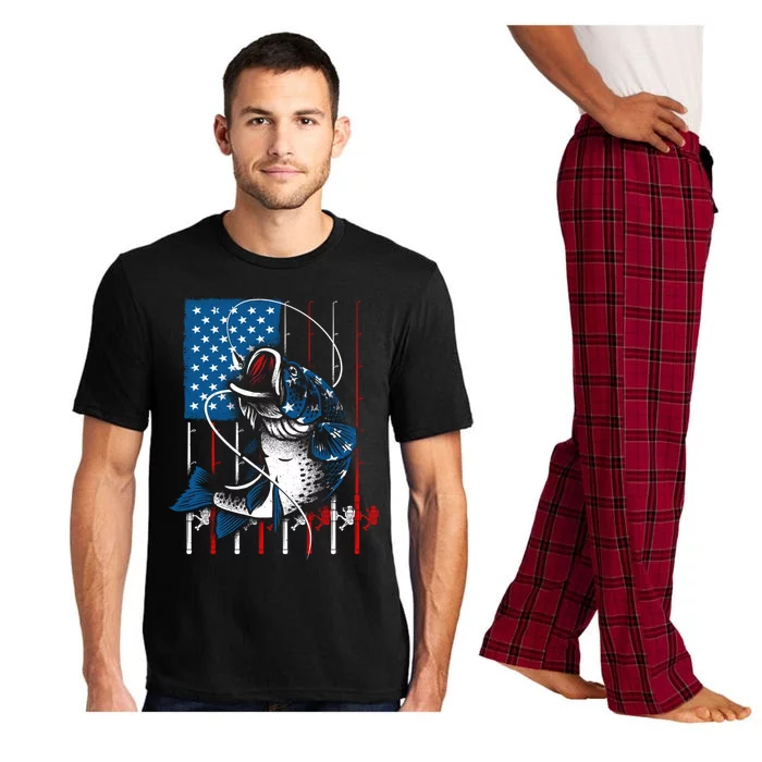 Cool Fishing American Flag Usa Fish Lover Pajama Set