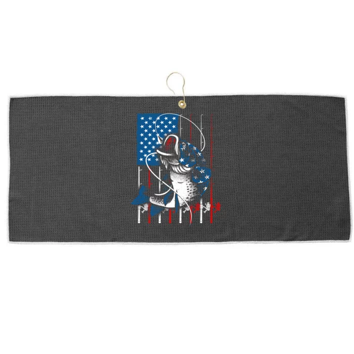 Cool Fishing American Flag Usa Fish Lover Large Microfiber Waffle Golf Towel