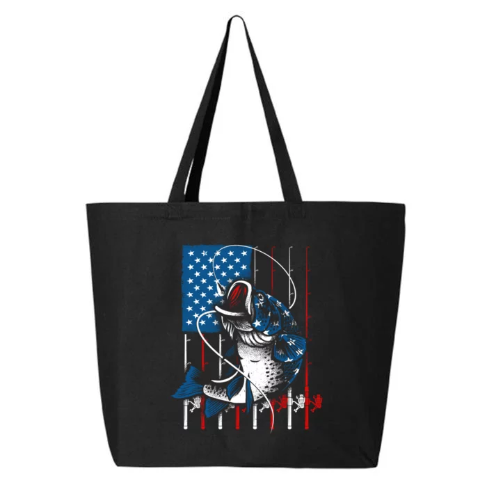 Cool Fishing American Flag Usa Fish Lover 25L Jumbo Tote