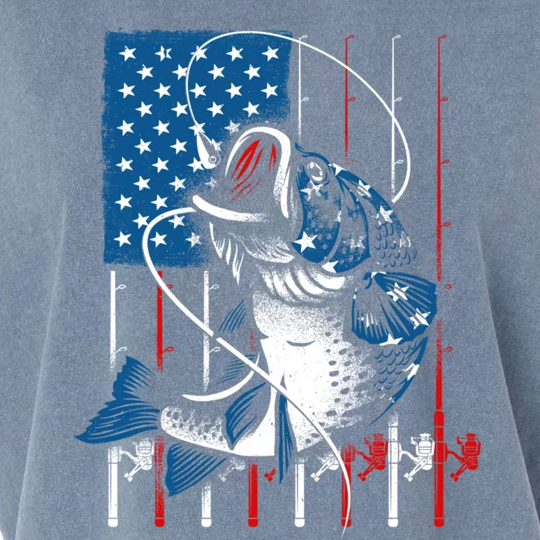 Cool Fishing American Flag Usa Fish Lover Garment-Dyed Women's Muscle Tee