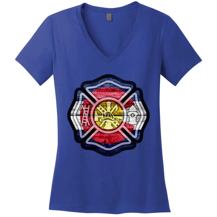 Colorado Fire And Rescue Firefighter Meaningful Gift Women's V-Neck T-Shirt