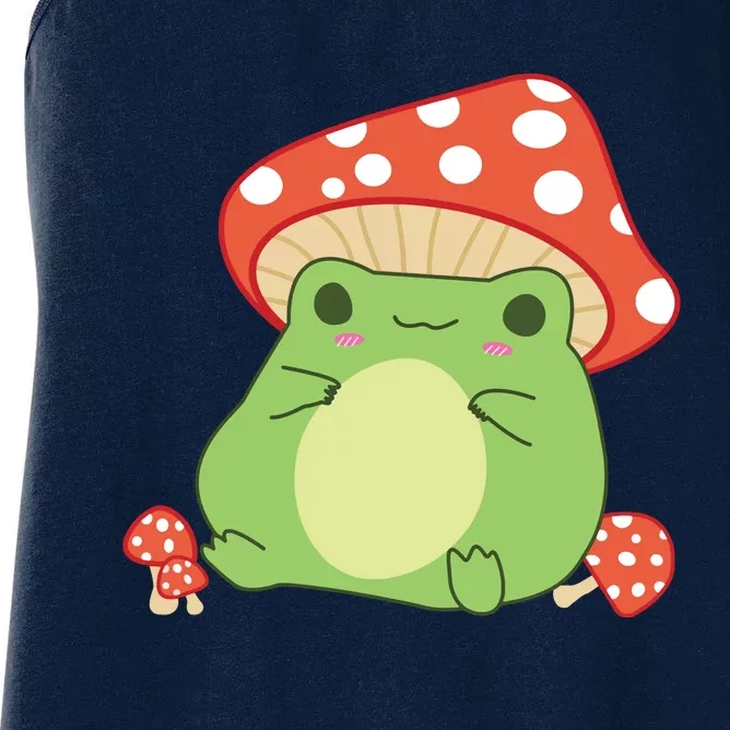 Cottagecore Frog Aesthetic Cute Frog With Mushroom Hat Women's Racerback Tank