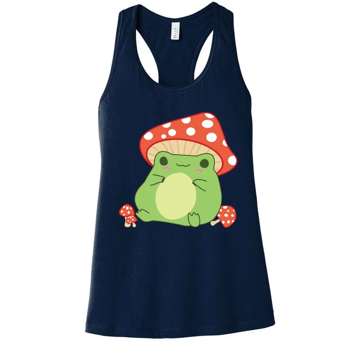 Cottagecore Frog Aesthetic Cute Frog With Mushroom Hat Women's Racerback Tank