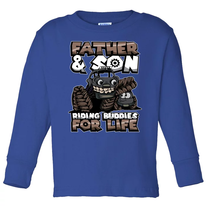 Cool Father And Son Monster Truck Riding Buddies For Life Gift Toddler Long Sleeve Shirt