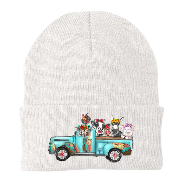 Cute Farm Animal Truck For Animal Lovers Knit Cap Winter Beanie