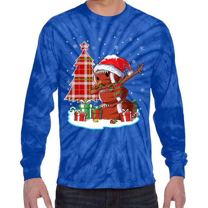 Christmas Football Ball Snow Dabbing Santa Hat Xmas Tree Great Gift Tie-Dye Long Sleeve Shirt