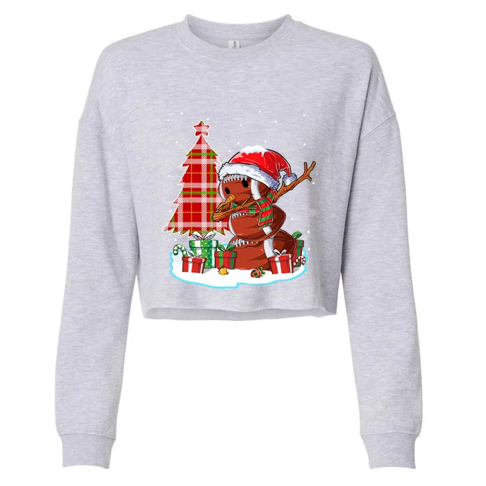 Christmas Football Ball Snow Dabbing Santa Hat Xmas Tree Great Gift Cropped Pullover Crew