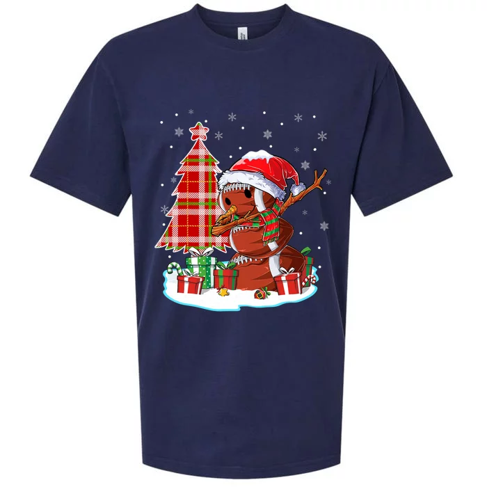 Christmas Football Ball Snow Dabbing Santa Hat Xmas Tree Great Gift Sueded Cloud Jersey T-Shirt