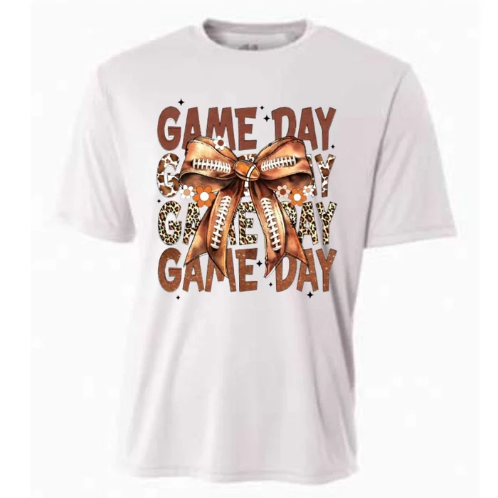 Coquette Football Bow Football Mom Game Day Cooling Performance Crew T-Shirt