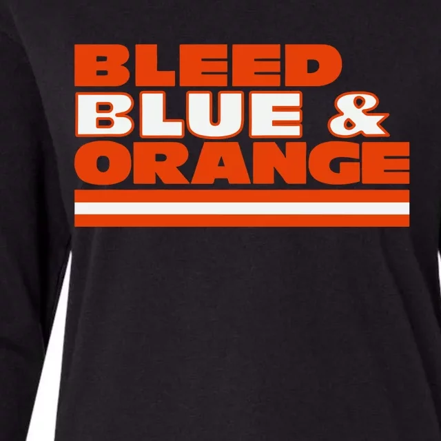 Chicago Football Bleed Blue & Orange Womens Cotton Relaxed Long Sleeve T-Shirt