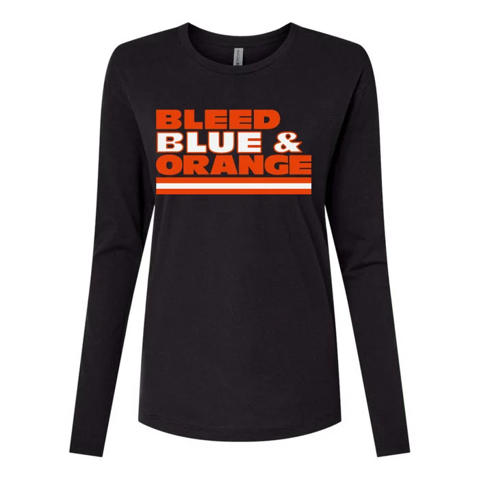 Chicago Football Bleed Blue & Orange Womens Cotton Relaxed Long Sleeve T-Shirt