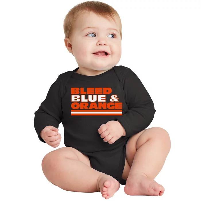 Chicago Football Bleed Blue & Orange Baby Long Sleeve Bodysuit