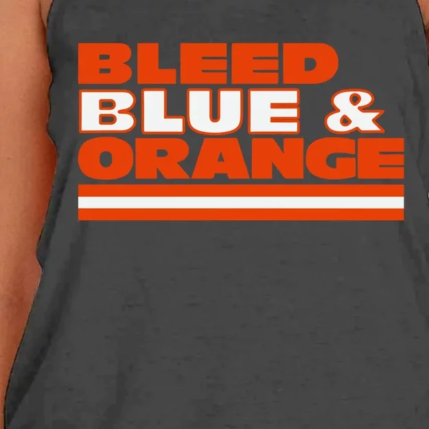 Chicago Football Bleed Blue & Orange Women's Knotted Racerback Tank