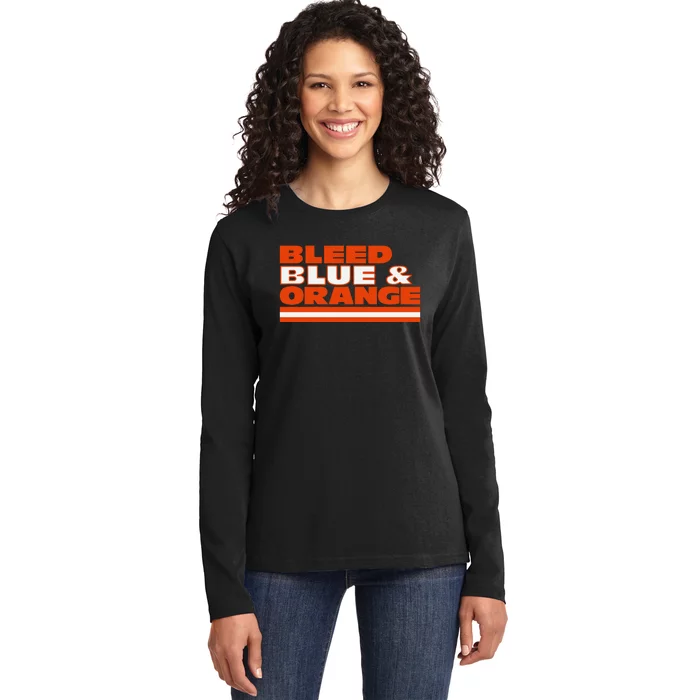 Chicago Football Bleed Blue & Orange Ladies Long Sleeve Shirt