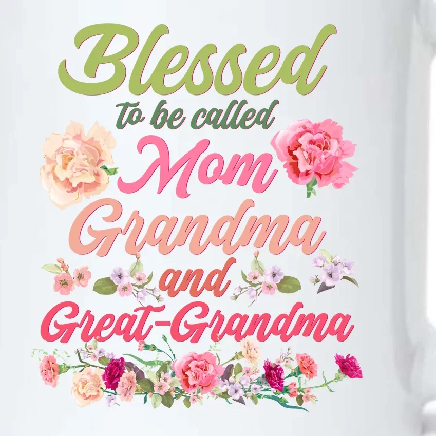 Cute Flower Blessed To Be Called Mom Grandma And Great Grandma Black Color Changing Mug