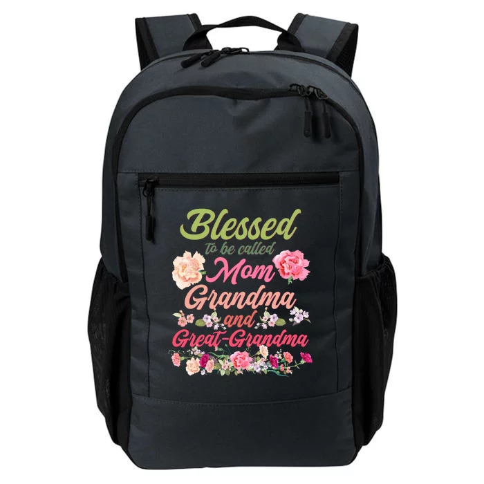 Cute Flower Blessed To Be Called Mom Grandma And Great Grandma Daily Commute Backpack